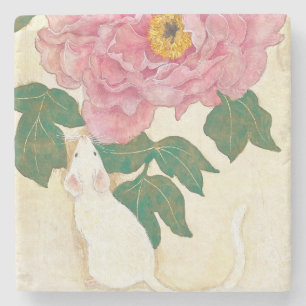 Nezumito-Botan: The Little Mouse and the Peony Stone Coaster