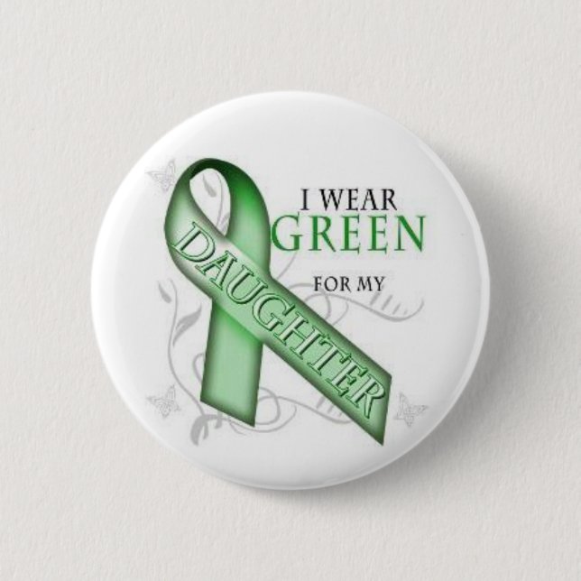 NF1, Neurofibromatosis Awareness - Green Ribbon 2 Inch Round Button (Front)