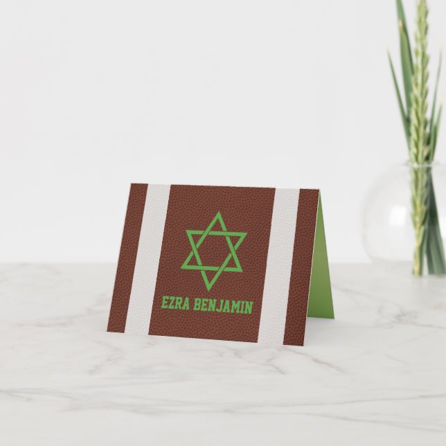 NFL Football Bar Mitzvah Folded Thank You Card (Front)