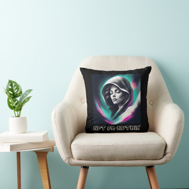 NFT or Nuthin'—The Must-Have for Crypto Enthusiast Throw Pillow (Chair)