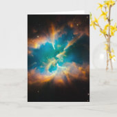 NGC 2818 Planetary nebula glowing Card (Yellow Flower)