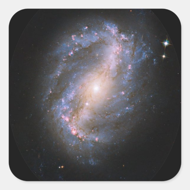 NGC-6217 Barred Spiral Galaxy Square Sticker (Front)