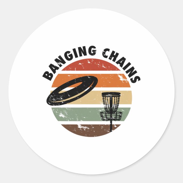 Nging Chains Disc Golf Retro Frisbee  Classic Round Sticker (Front)