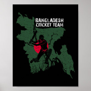 Ngladesh Cricket Player Flag Jersey Ngladeshi Map  Poster