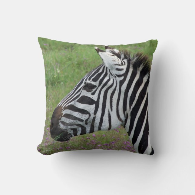 Ngorongoro Zebra Close-Up Throw Pillow (Front)