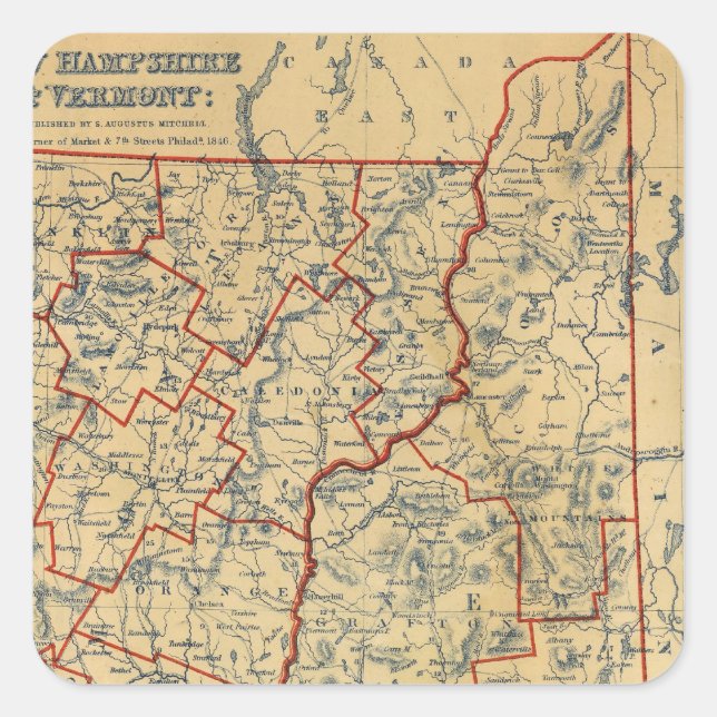 NH, Vt Square Sticker (Front)