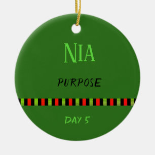 Nia - Kwanzaa Day 5 Green Ceramic Ornament