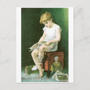 Niagara Corn Starch Girl Reading Postcard