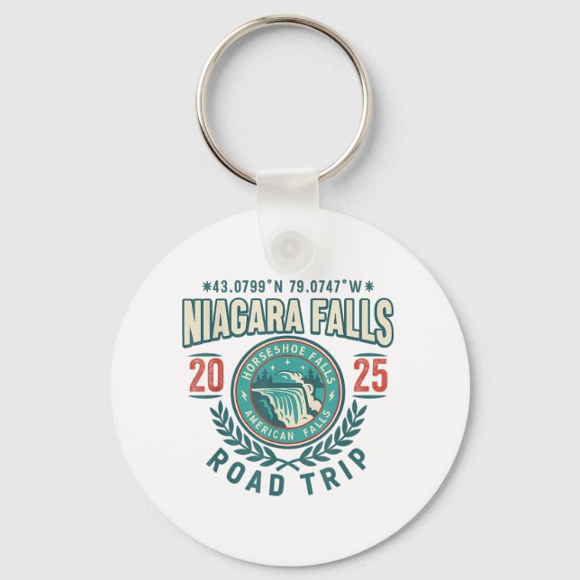 Niagara Falls 2025 Coordinates Road Trip Souvenir  Keychain (Front)