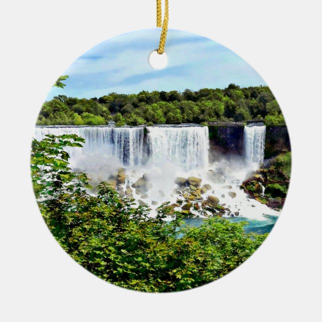 Niagara Falls -  American and Bridal Veil Falls Ceramic Ornament (Front)