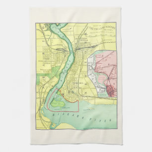 Niagara Falls and Vicinity Vintage Map 1885 Kitchen Towel