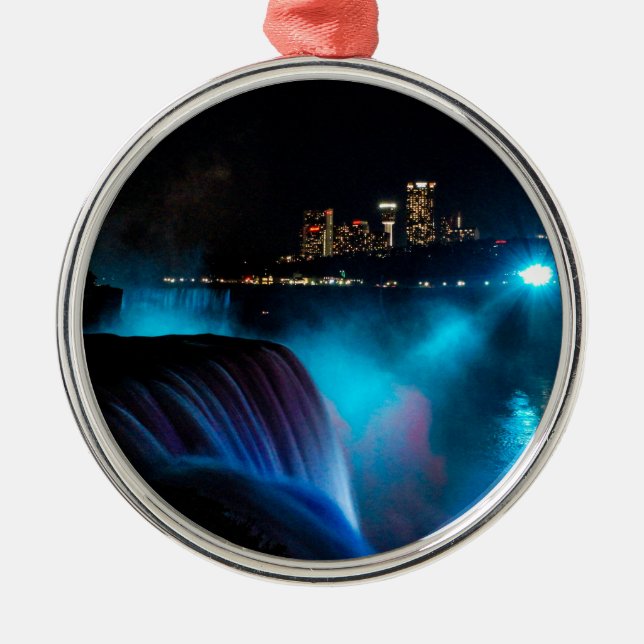Niagara Falls at night Metal Ornament (Front)