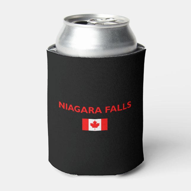 Niagara Falls Canada Canadian Flag Dark Color Can Cooler (Can Front)