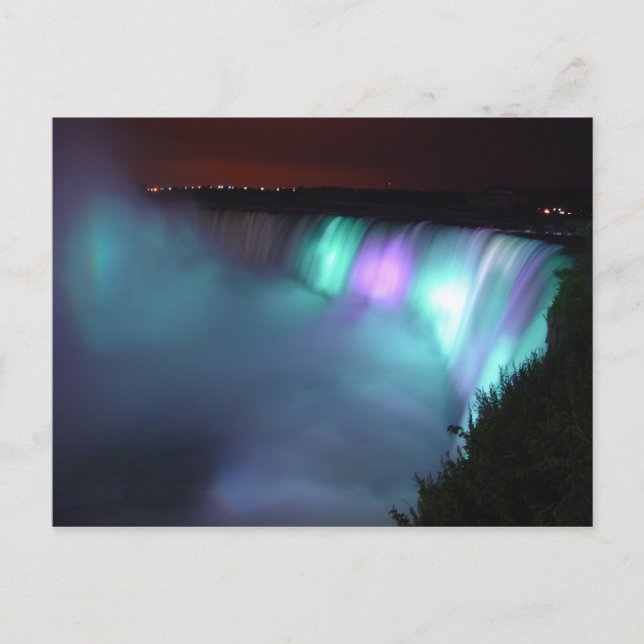 Niagara Falls Canada Night Purple Aqua Postcard (Front)