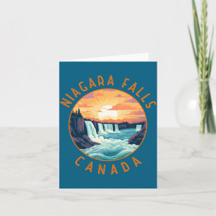 Niagara Falls Canada Retro Distressed Circle _1  Card