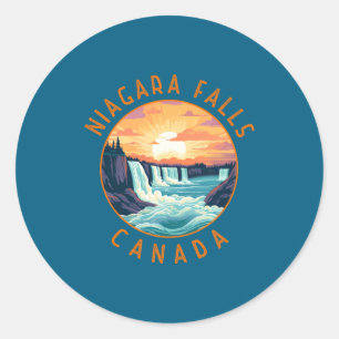Niagara Falls Canada Retro Distressed Circle _1  Classic Round Sticker
