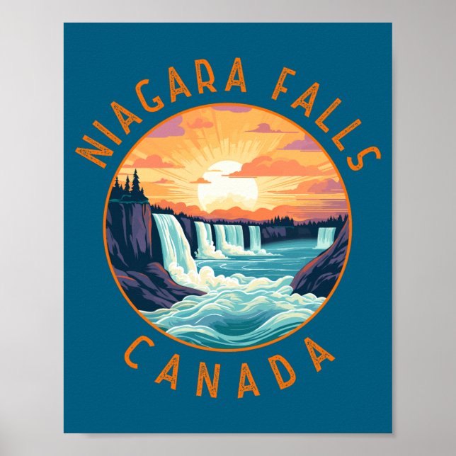 Niagara Falls Canada Retro Distressed Circle _1  Poster (Front)