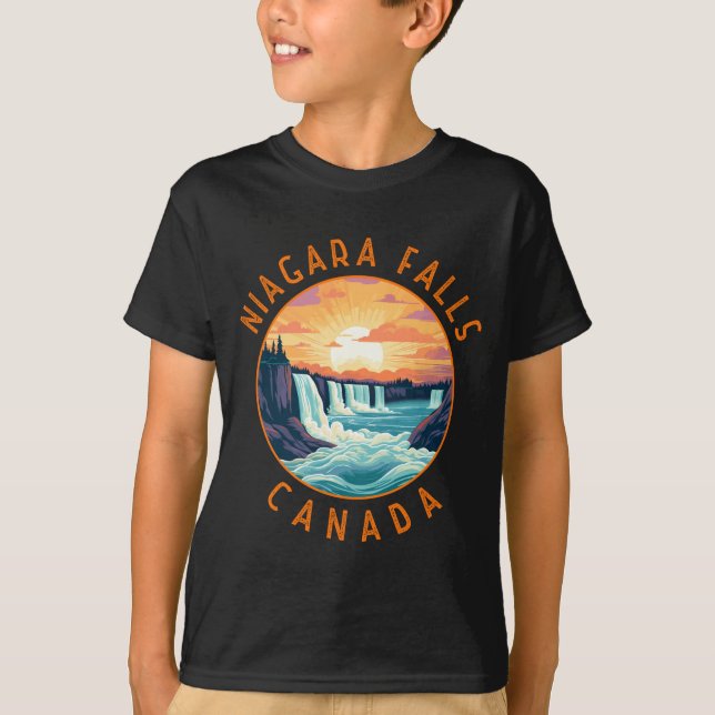 Niagara Falls Canada Retro Distressed Circle _1  T-Shirt (Front)