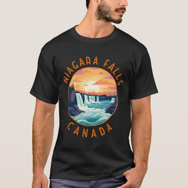 Niagara Falls Canada Retro Distressed Circle _1  T-Shirt (Front)