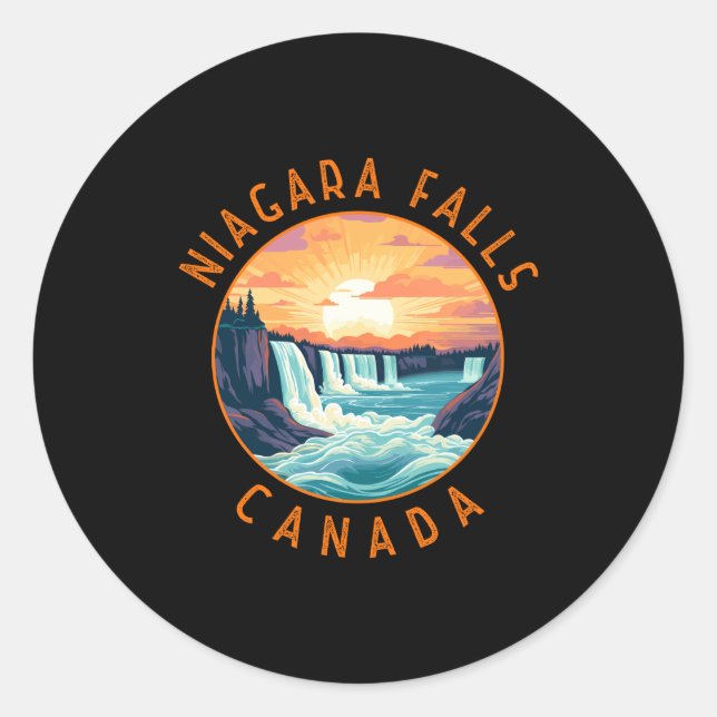 Niagara Falls Canada Retro Distressed Circle  Classic Round Sticker (Front)