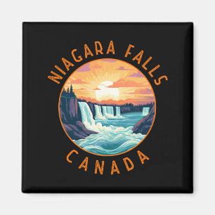 Niagara Falls Canada Retro Distressed Circle Magnet