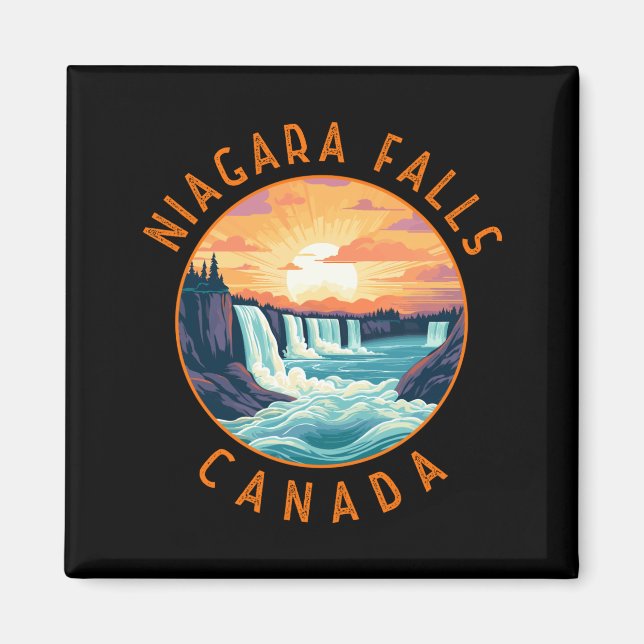 Niagara Falls Canada Retro Distressed Circle  Magnet (Front)