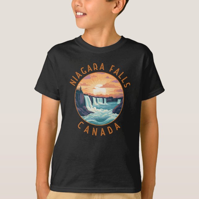 Niagara Falls Canada Retro Distressed Circle T-Shirt (Front)