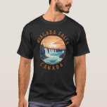 Niagara Falls Canada Retro Distressed Circle T-Shirt<br><div class="desc">Niagara Falls in a vector art style. Its site on the Niagara River's western shore overlooks the Horseshoe Falls,  the cascades' most expansive section.</div>