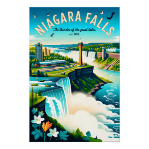 Niagara Falls Canada Retro Travel Poster Art