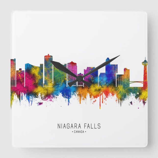 Niagara Falls Canada Skyline Square Wall Clock (Front)