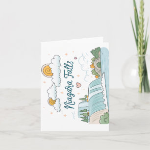 Niagara Falls Cute Cartoon Pastel Illustration Holiday Card