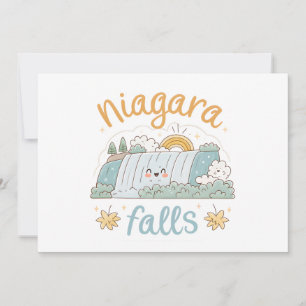 Niagara Falls Cute Smiling Cartoon Illustration Holiday Card