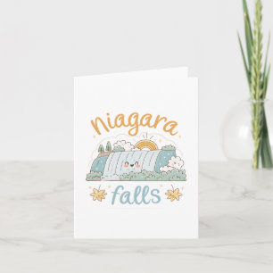 Niagara Falls Cute Smiling Cartoon Illustration Holiday Card