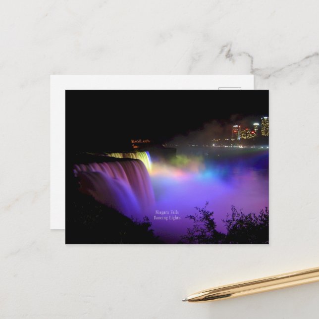 Niagara Falls, Dancing Lights, Postcard (Front/Back In Situ)