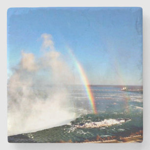 Niagara Falls, Double Rainbow, From Original Photo Stone Coaster