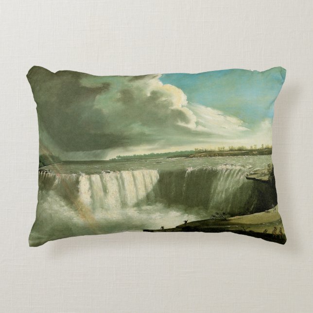 Niagara Falls From Table Rock by John Vanderlyn Accent Pillow (Front)