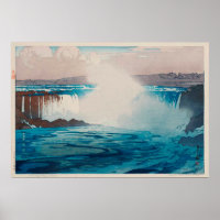Niagara Falls, Hiroshi Yoshida, Woodcut