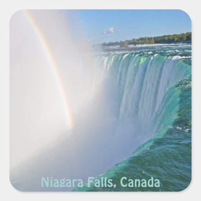 Niagara Falls Horseshoe Falls & Rainbow Square Sticker (Front)