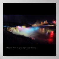 Niagara Falls lit up by light from Ontario