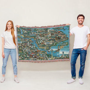 Niagara Falls Map Throw Blanket