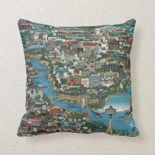 Niagara Falls Map Throw Pillow