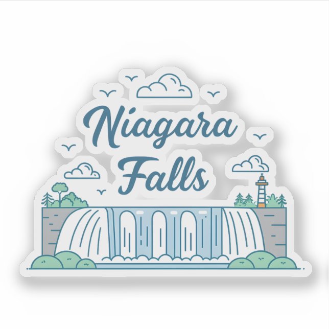 Niagara Falls Minimal Flat Design Illustration (Front)