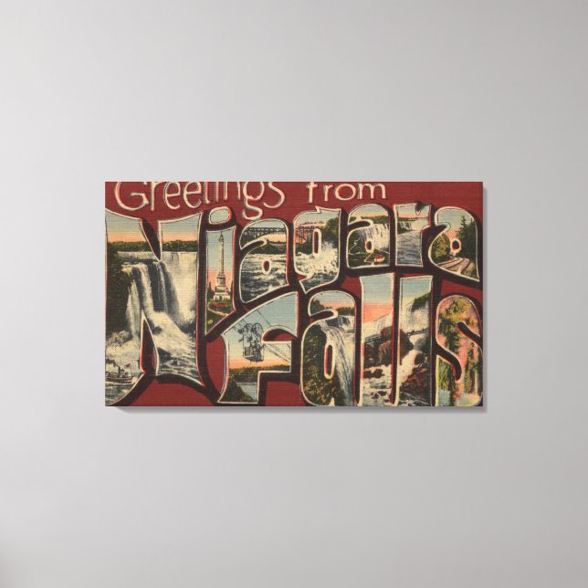 Niagara Falls, New York - Large Letter Scenes 3 Canvas Print (Front)
