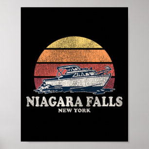 Niagara Falls Ny Vintage Boating 70s Retro Boat De Poster