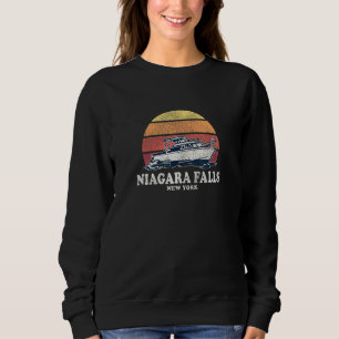 Niagara Falls Ny Vintage Boating 70s Retro Boat De Sweatshirt