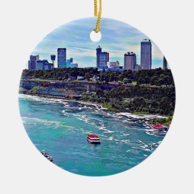 Niagara Falls ON Skyline Ceramic Ornament (Front)
