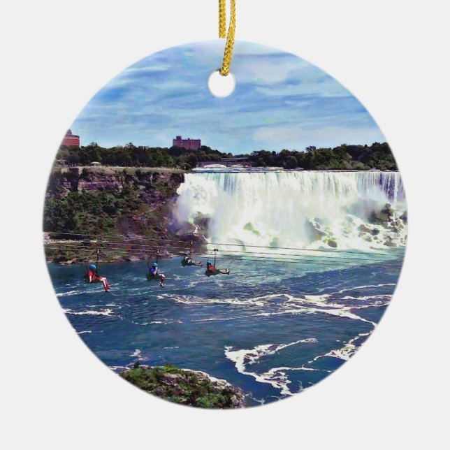 Niagara Falls ON - Zipline Ceramic Ornament (Front)