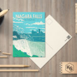 Niagara Falls Ontario Travel Art Vintage Postcard<br><div class="desc">Niagara Falls in a vector art style. Its site on the Niagara River's western shore overlooks the Horseshoe Falls,  the cascades' most expansive section.</div>