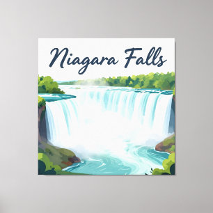 Niagara Falls Painterly Landscape Illustration Canvas Print