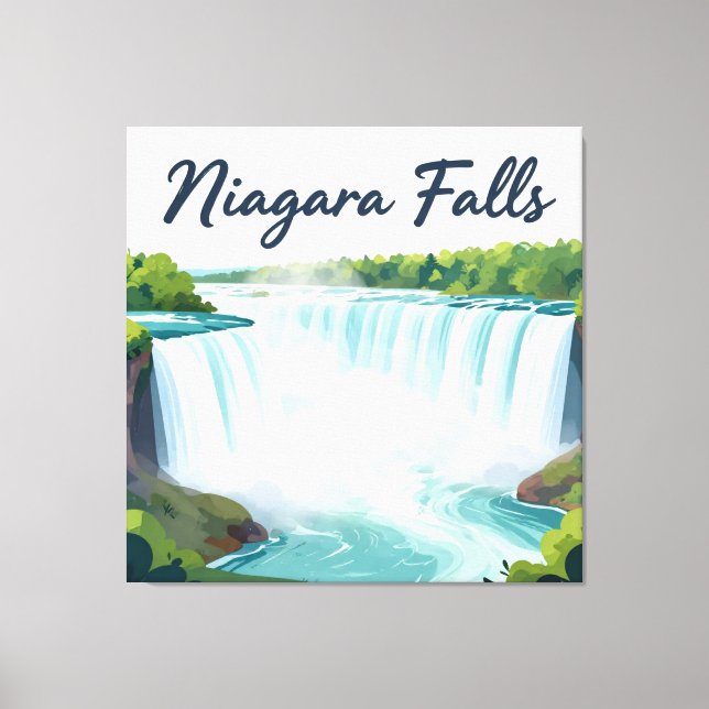 Niagara Falls Painterly Landscape Illustration Canvas Print (Front)
